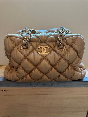 CHANEL bubble quilt bowling bag